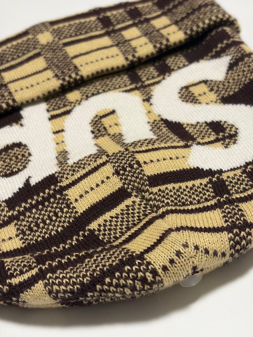 帽子 Supreme Big Logo Beanie Tan Plaid