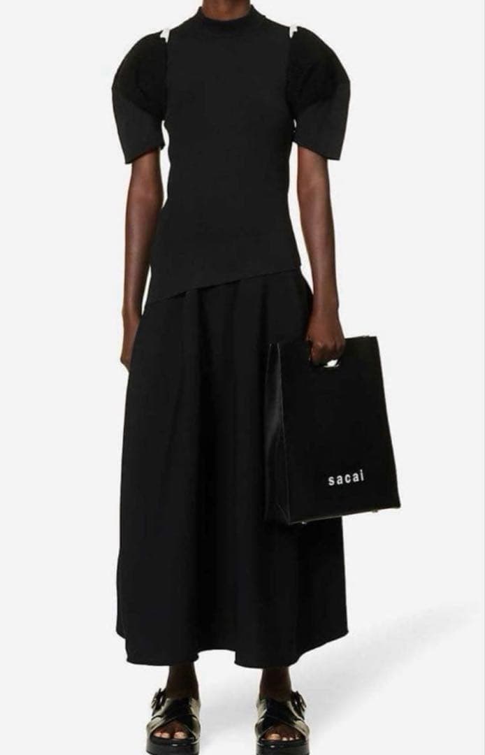 Green様 ★sacai サカイ★黒 スウェット ジャージ 半袖 カットソー