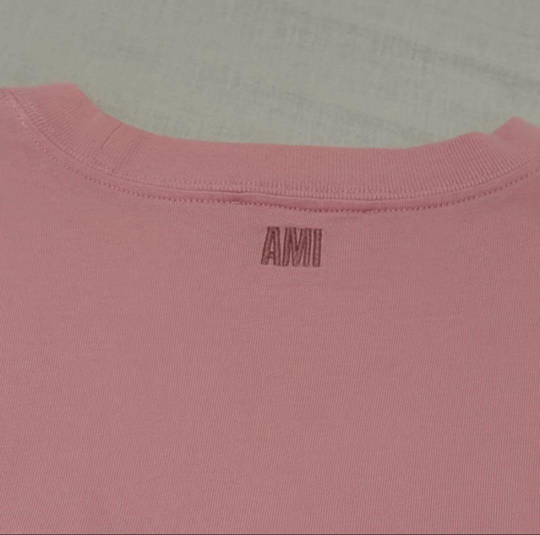 【美品】AMIPARIS ピンク ハート刺繍 半袖Tシャツ