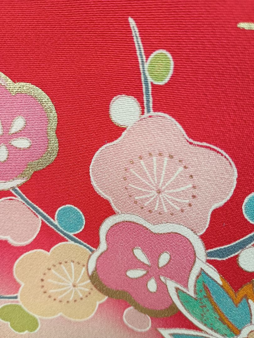 お宮参り 一つ身 着物 赤 花柄
