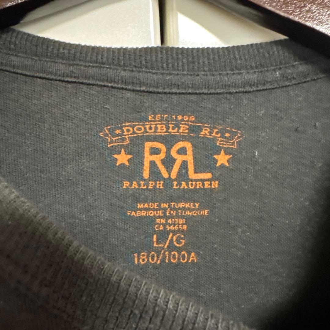 ダブルアールエル　RRL ロゴアップリケTシャツ　黒　L