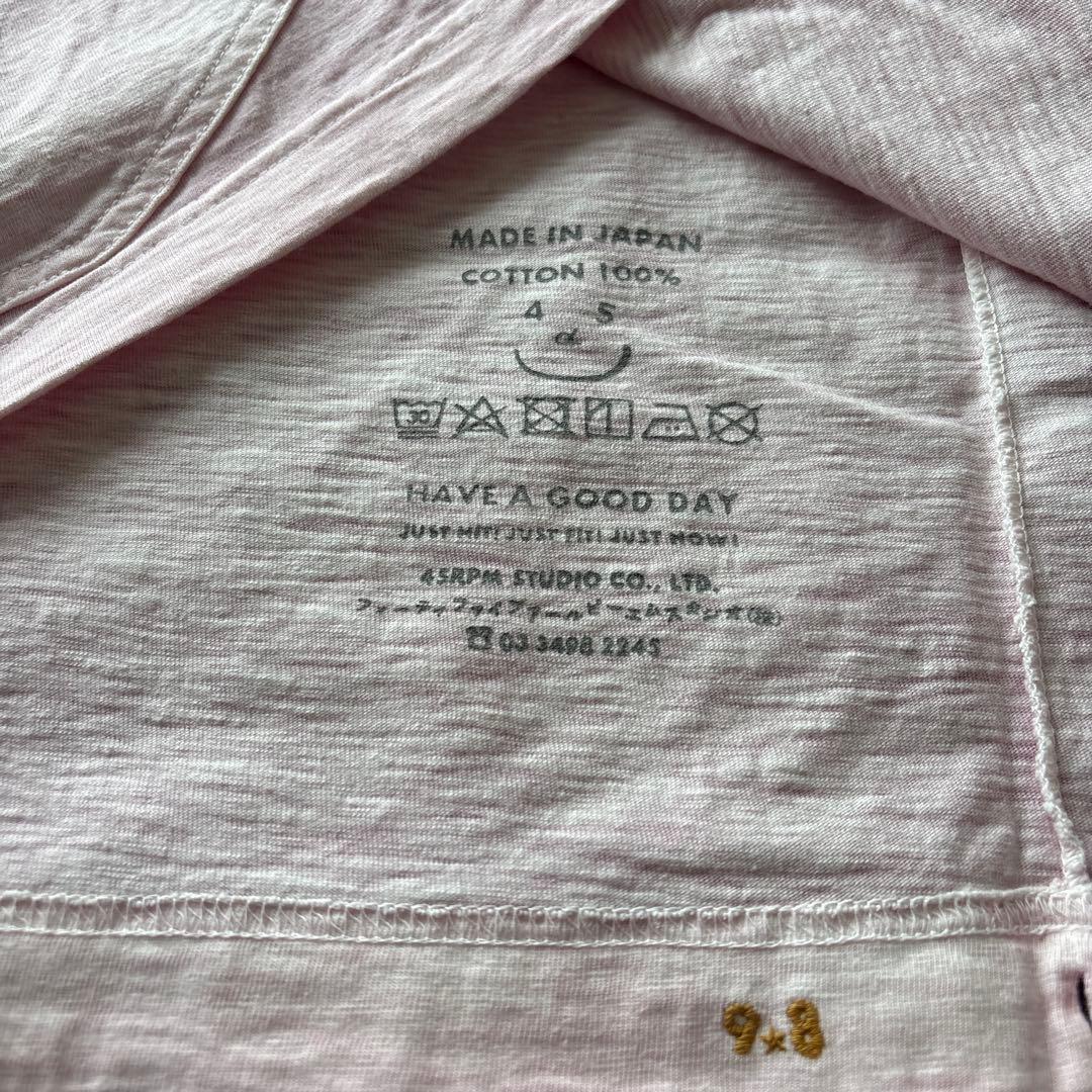 45r 度詰天竺の908オーシャンTシャツ 9.8サイズ（桜染め）