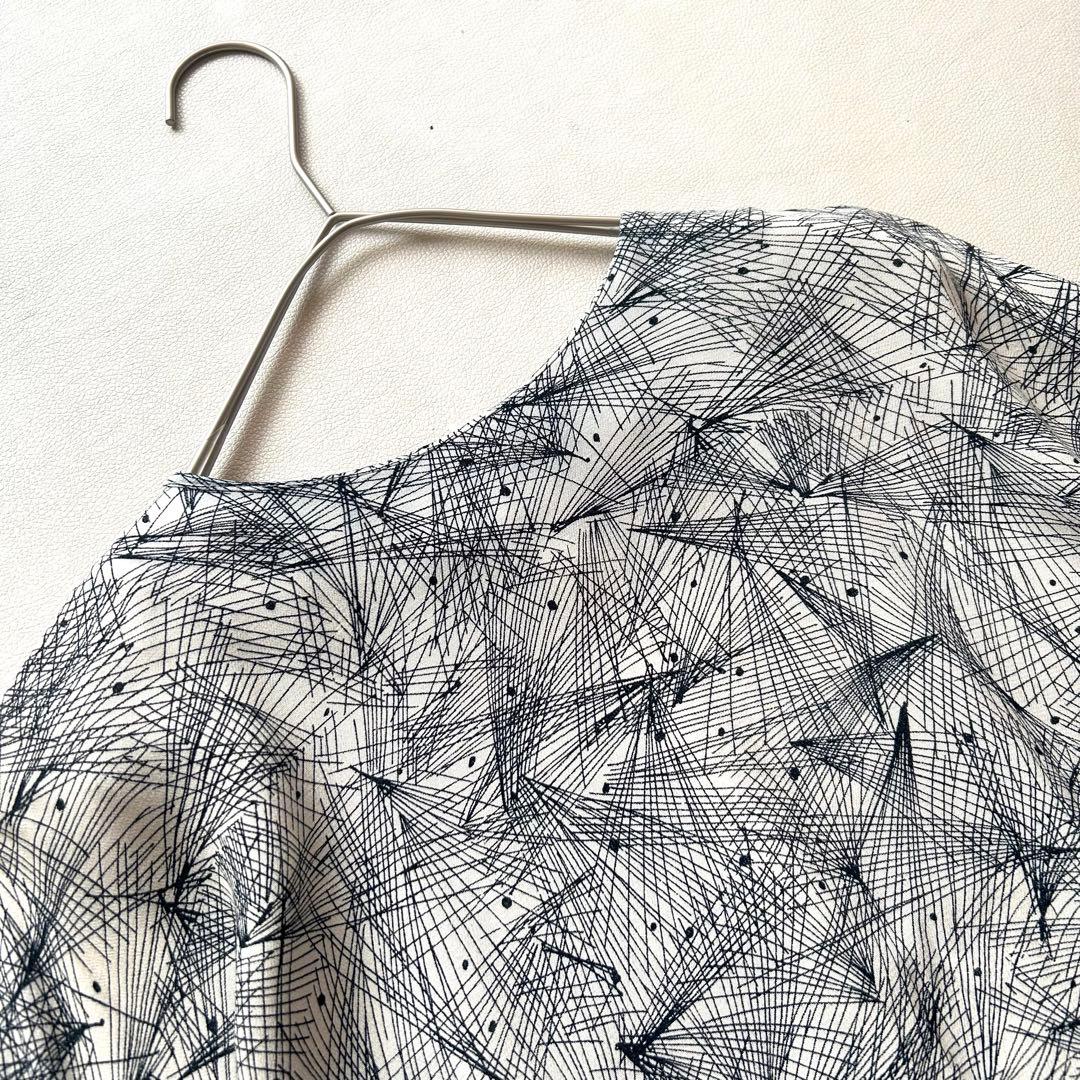 221エンフォルド白黒2万モノクロプリントとろみ五分袖コクーンワンピース38