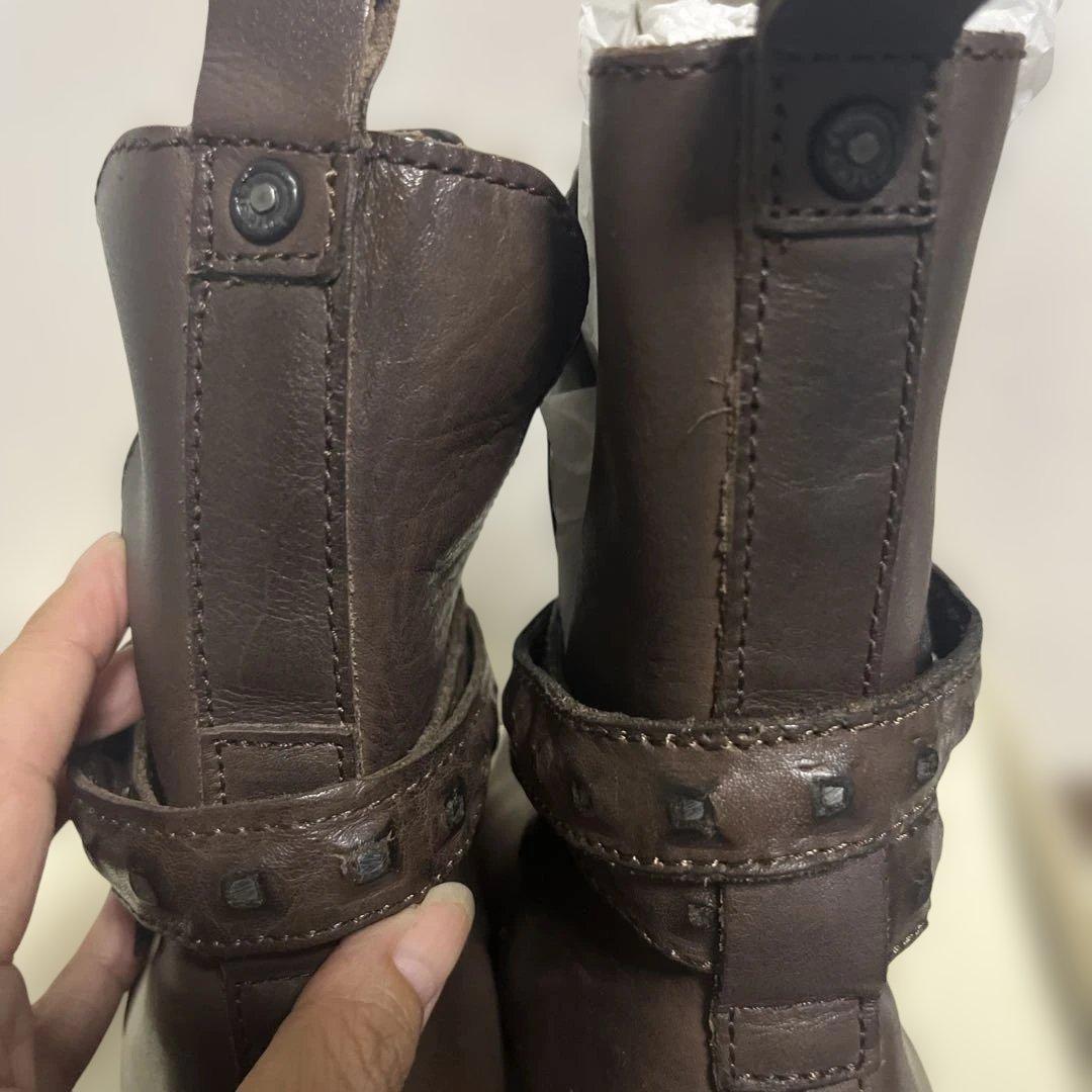 DIESEL ブラウンレザーブーツ スタッズ付き