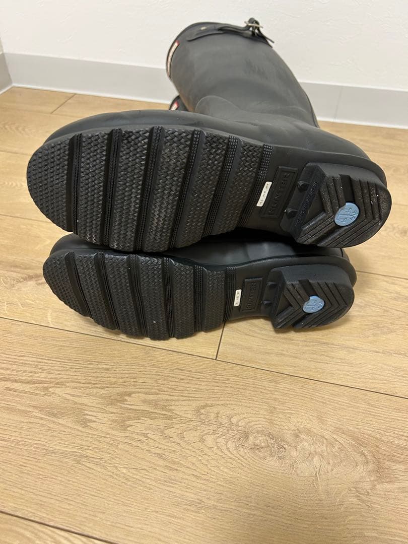 【目立った汚れなし】HUNTER ブラック 長靴 ロングブーツ　レインブーツ