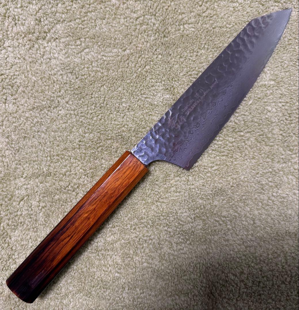 堺孝行 切付 三徳 包丁 160mm VG10 ダマスカス 日本製 剣型 新品
