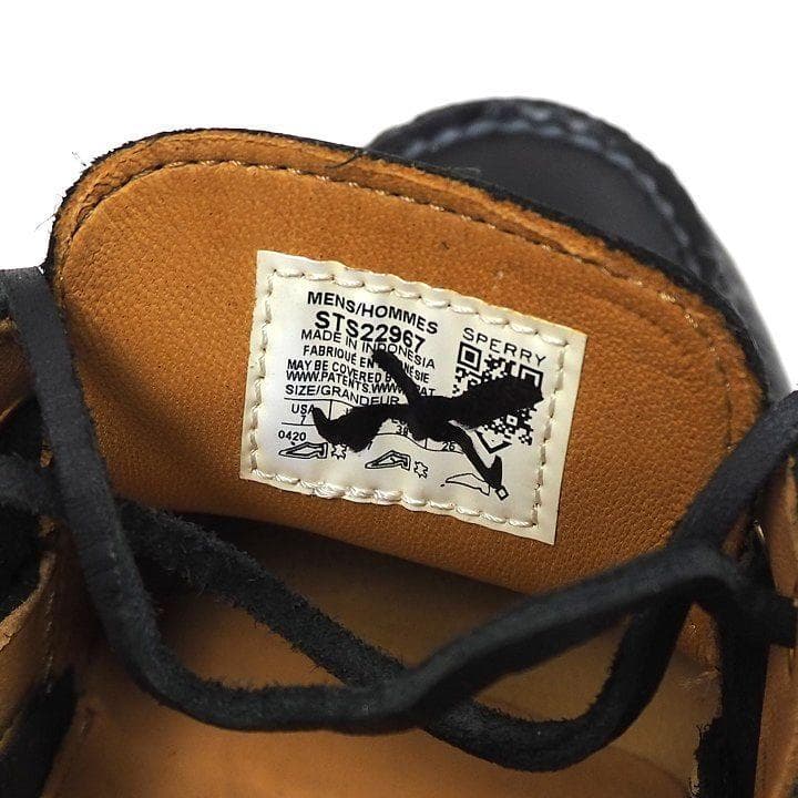 新品 スペリー トップサイダー レザー デッキシューズ ブラック 25.0cm