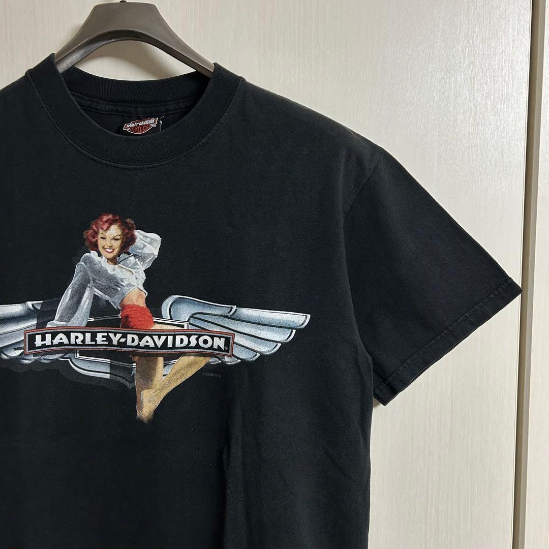 USA製 ハーレー tee ウイング モーターサイクル ブラック 08年 レア