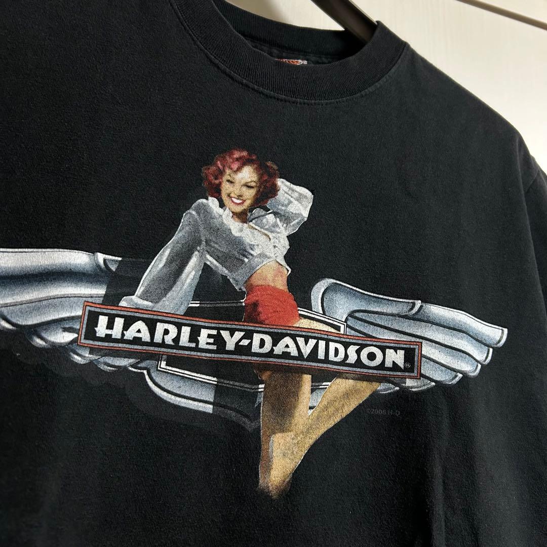 USA製 ハーレー tee ウイング モーターサイクル ブラック 08年 レア