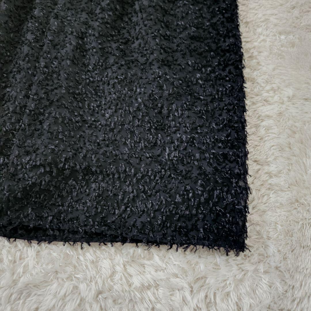 極美品✨23区　洗える ヘアリーカットジャカード スカート フリンジ ブラック