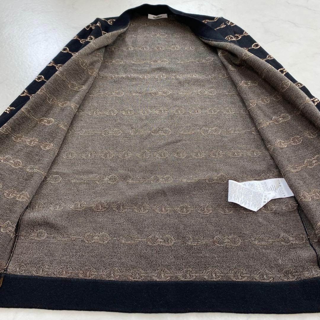 美品★MaxMara マックスマーラ ロングカーディガン チェーン柄 黒 S