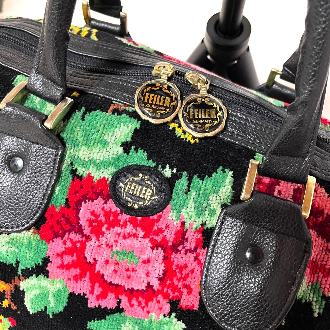 【美品】FEILER フェイラー　ボストンバッグ　旅行　温泉　シュニール織　希少