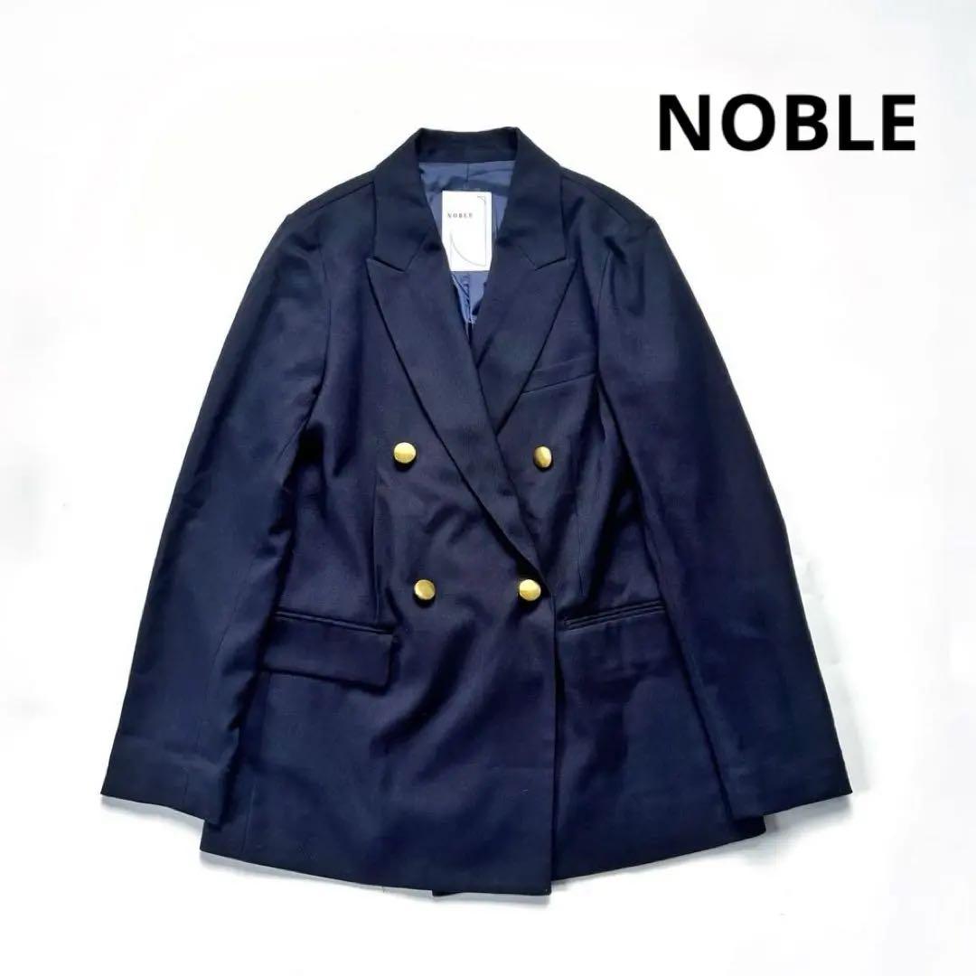 NOBLE T/Wダブルブレストジャケット 金ボタン テーラード 36ネイビー
