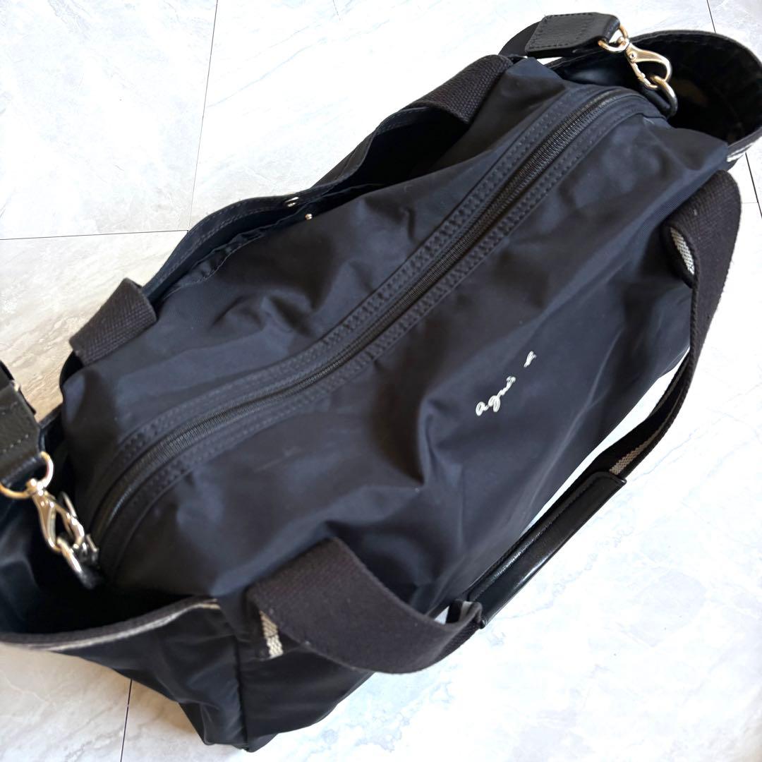 agnes b アニエスベー ボストンバッグ ナイロン 黒 美品