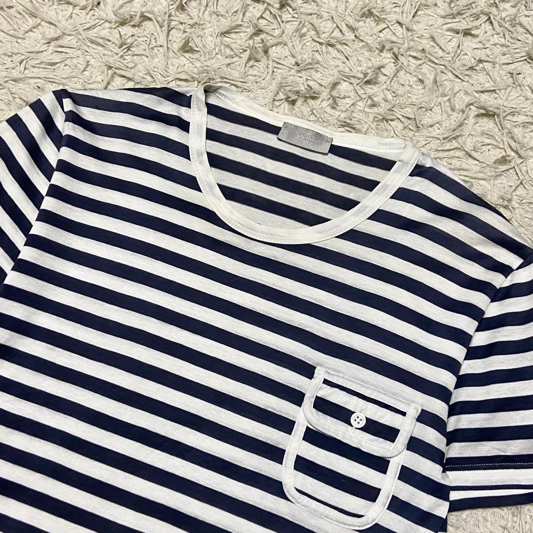 クリスチャンディオール 半袖 Tシャツ ボーダー ネイビー ホワイト サイズXS