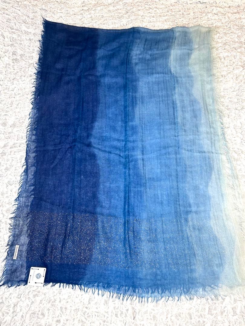 新品タグ付 Hosokawa カシミヤストール 藍染め 細川毛織 グラデーション
