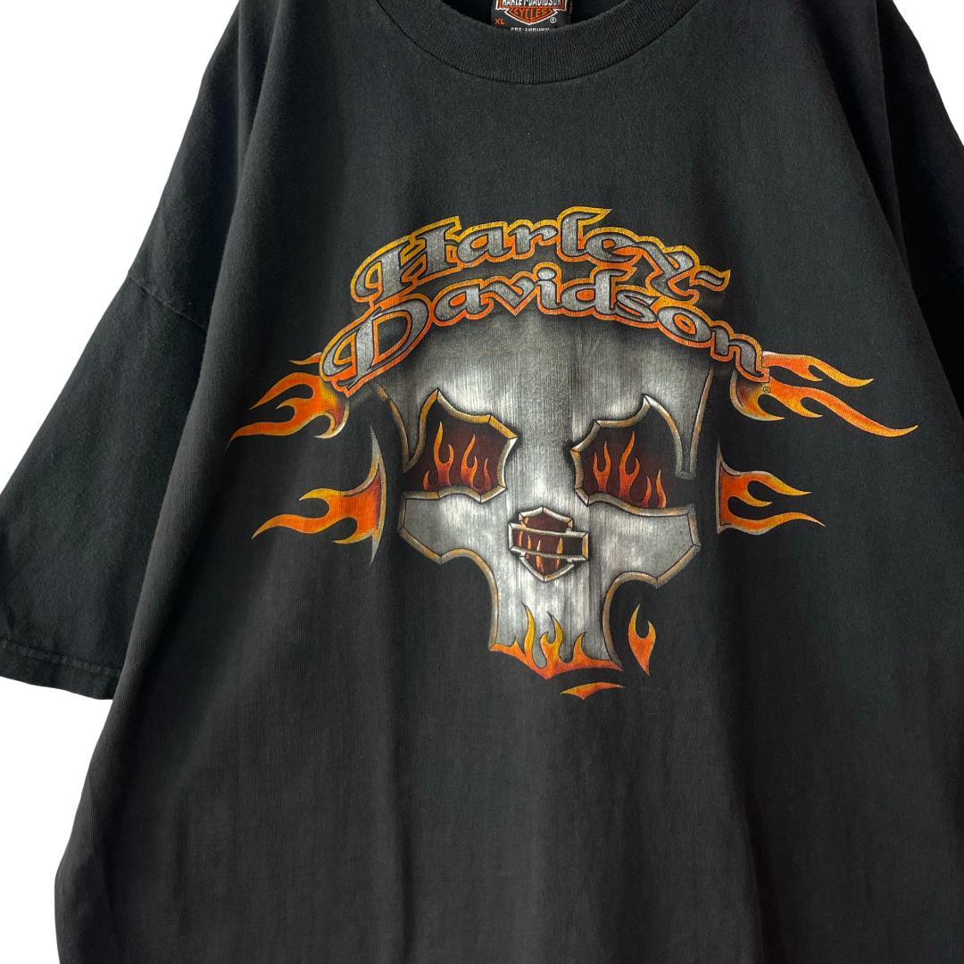 90s USA製 ハーレーダビッドソン スカル Tシャツ フェードブラック XL