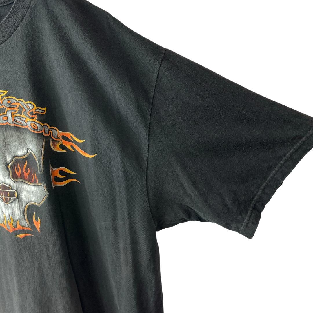90s USA製 ハーレーダビッドソン スカル Tシャツ フェードブラック XL