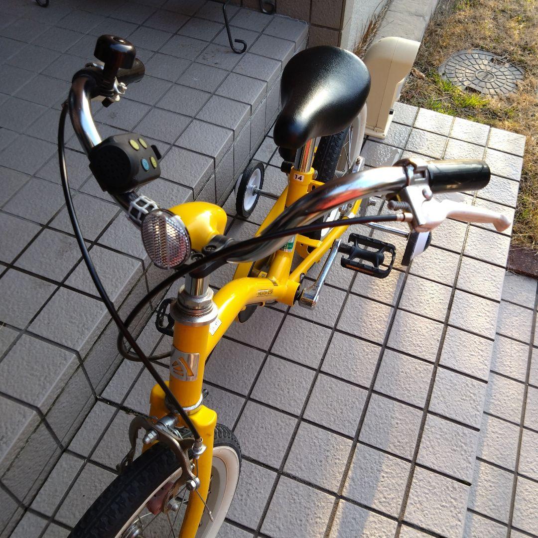 イエロー 14インチ 幼児用自転車 補助輪付き ASAHI