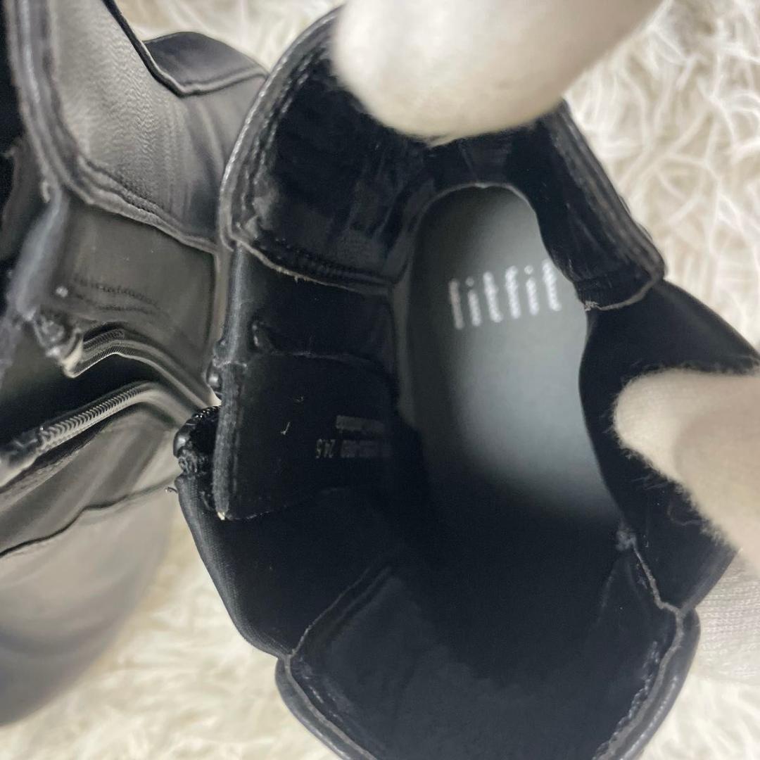 美品　fitfit サイドゴアブーツ　ジップ　本革　24.5 ブラック