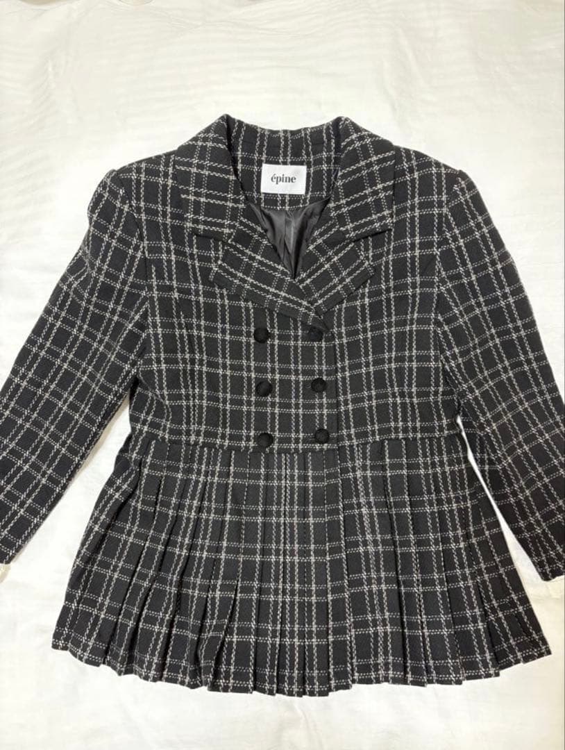ジャケット・アウター epine pleats frill jacket tweed check