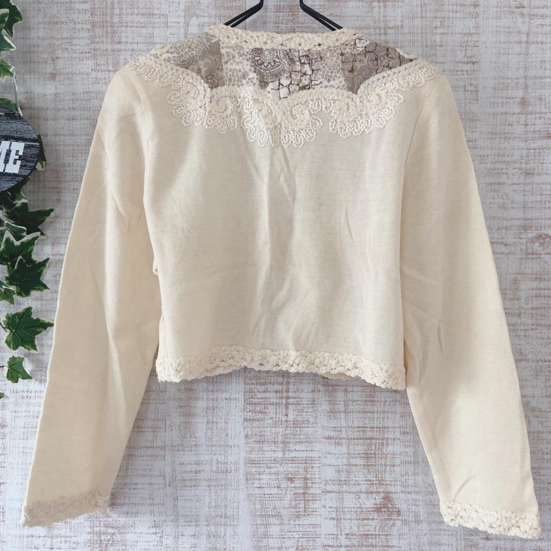 【PINORE】ピノーレ 新品 刺繍カーディガン Ｍ きなり 毛60%