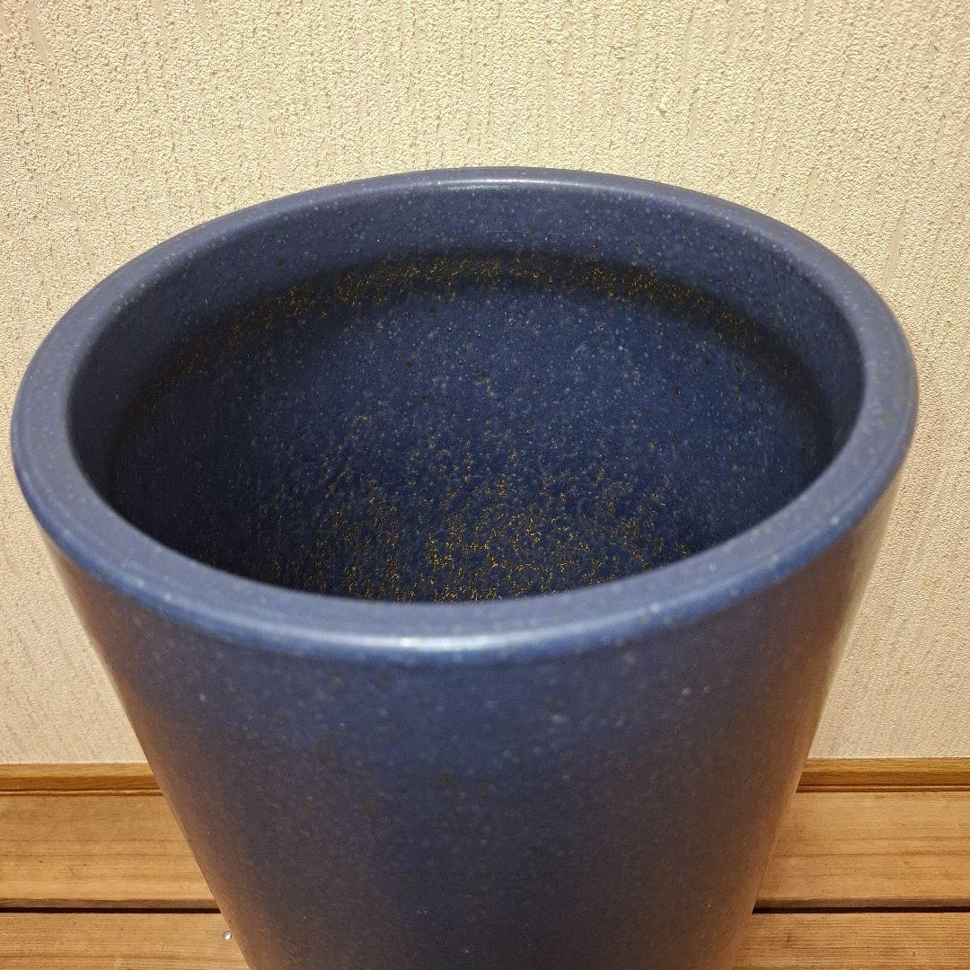 傘立て　藍色　陶器　高さ41×口径23 重さ75.5kg