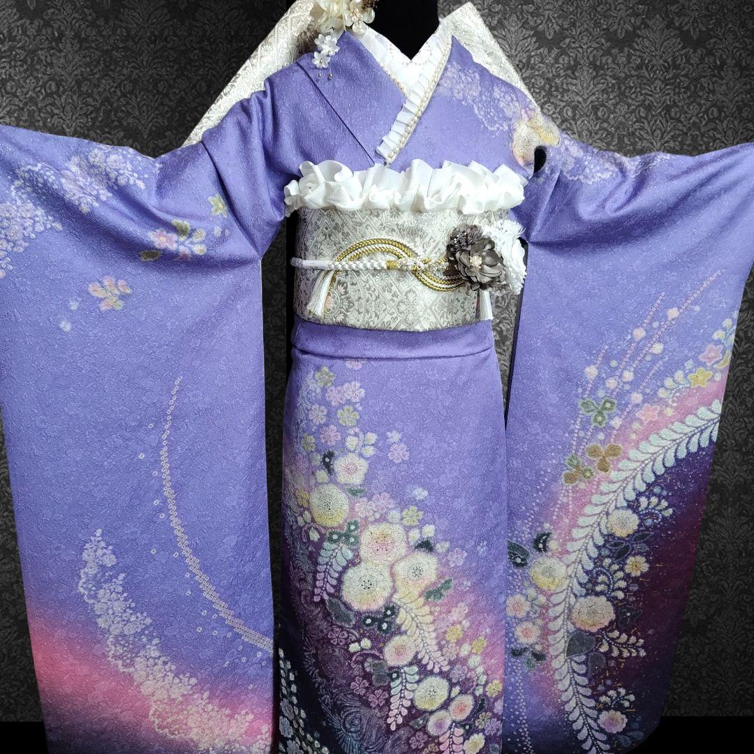 振袖フルセット(8点)・辻ヶ花・辻が花・絞り・銀通し・胴裏正絹・高級手縫い