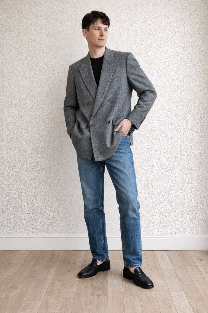 【Dior】美品✨ダブル テーラードジャケット グレー L ヴィンテージ ウール