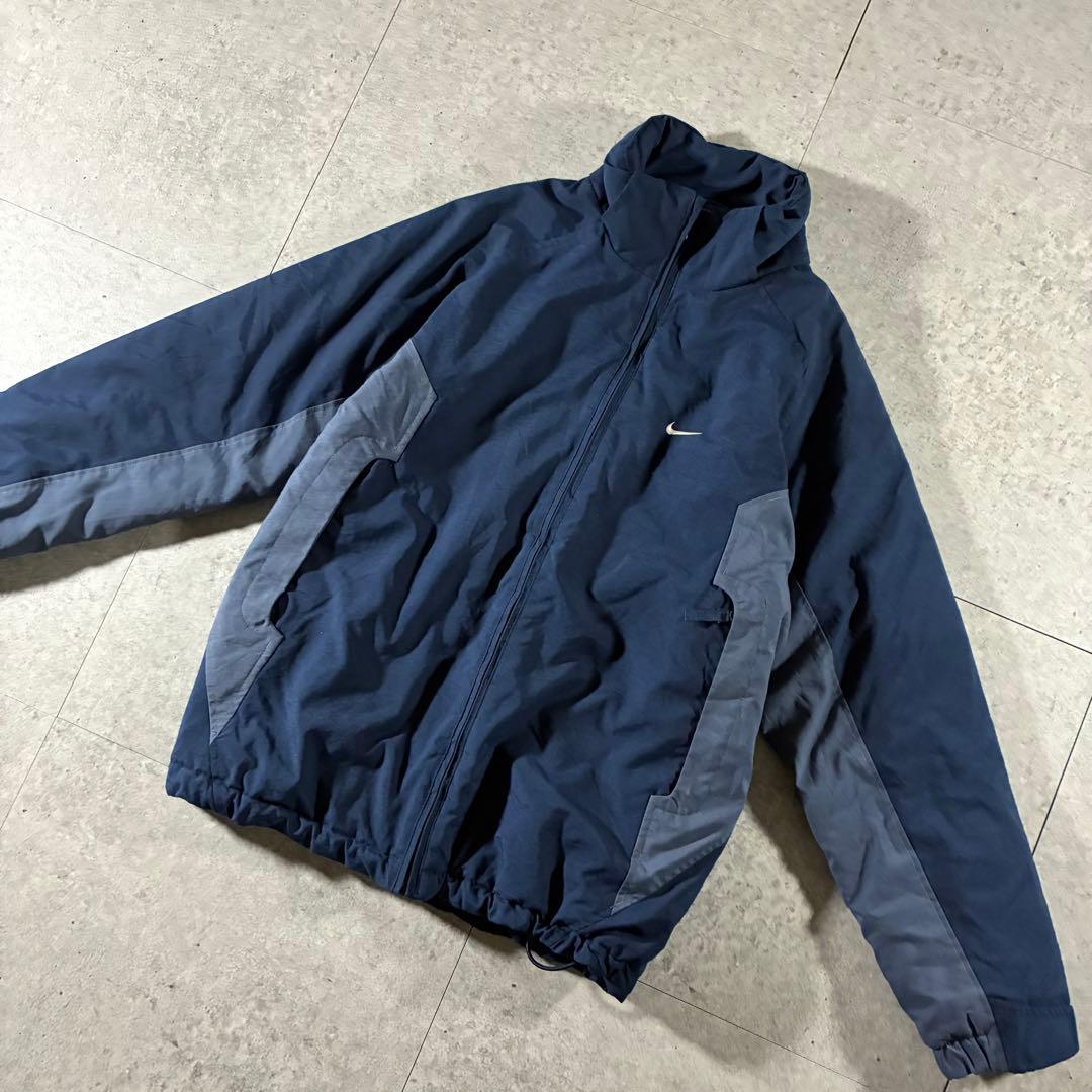 00s NIKE中綿ウォームアップジャケット刺繍ロゴドローコードビッグスウッシュ
