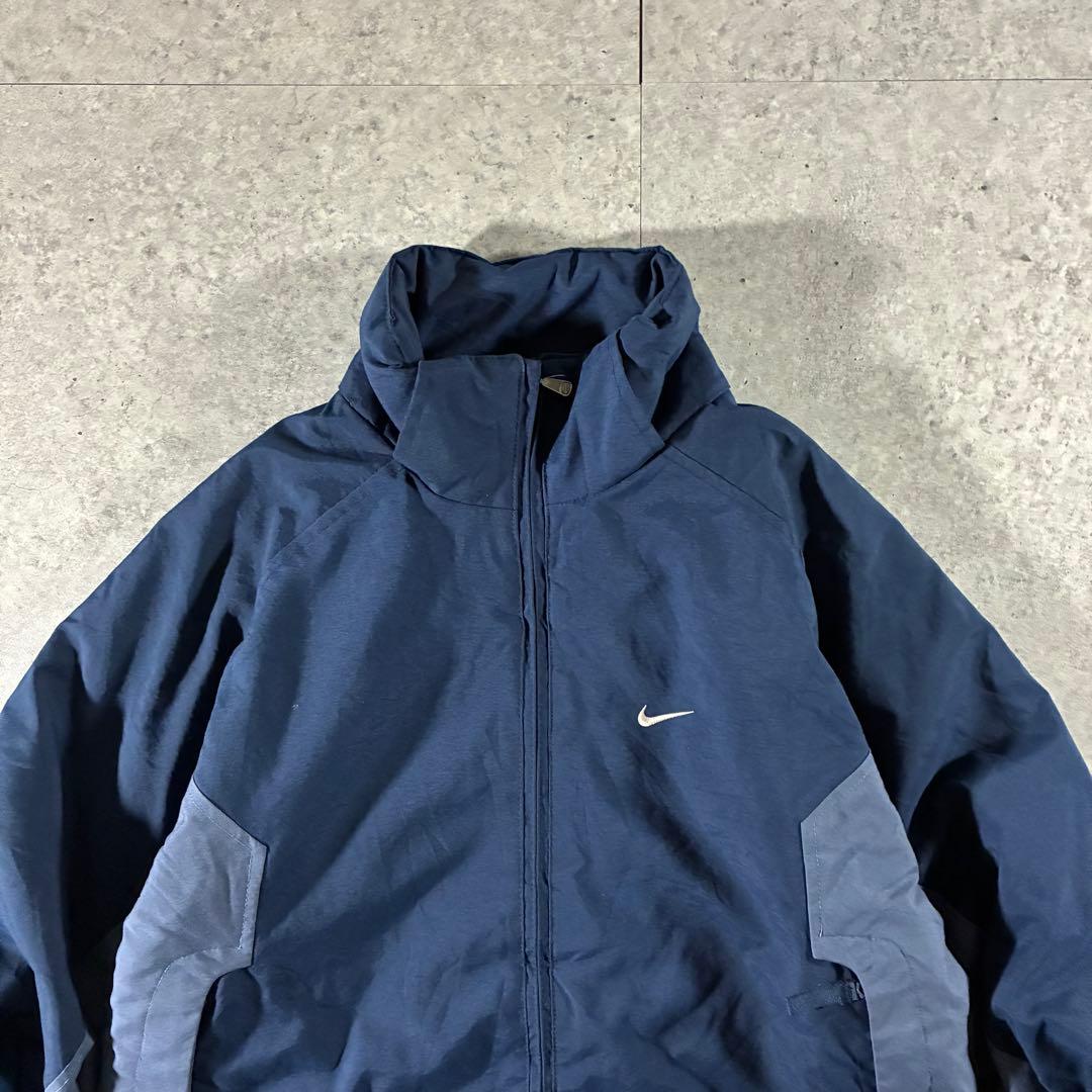 00s NIKE中綿ウォームアップジャケット刺繍ロゴドローコードビッグスウッシュ
