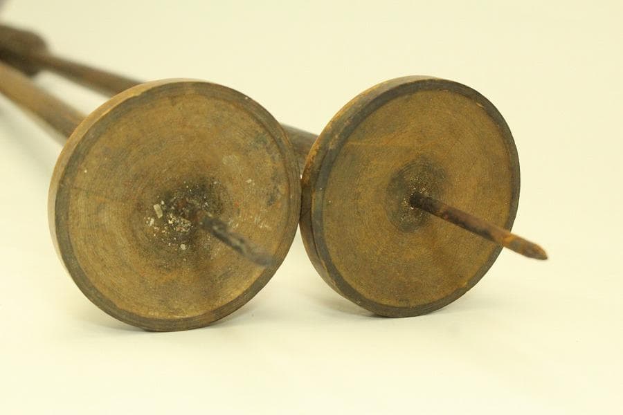 仏教美術 木製 燭台 一対 高82.5cm(メ1476)