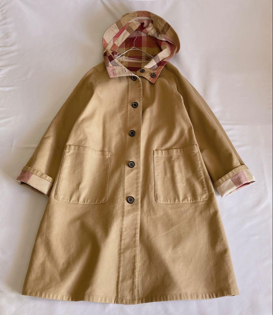 美品 ブルーレーベルクレストブリッジ ダブルフェイスコート 38 チェック 綿