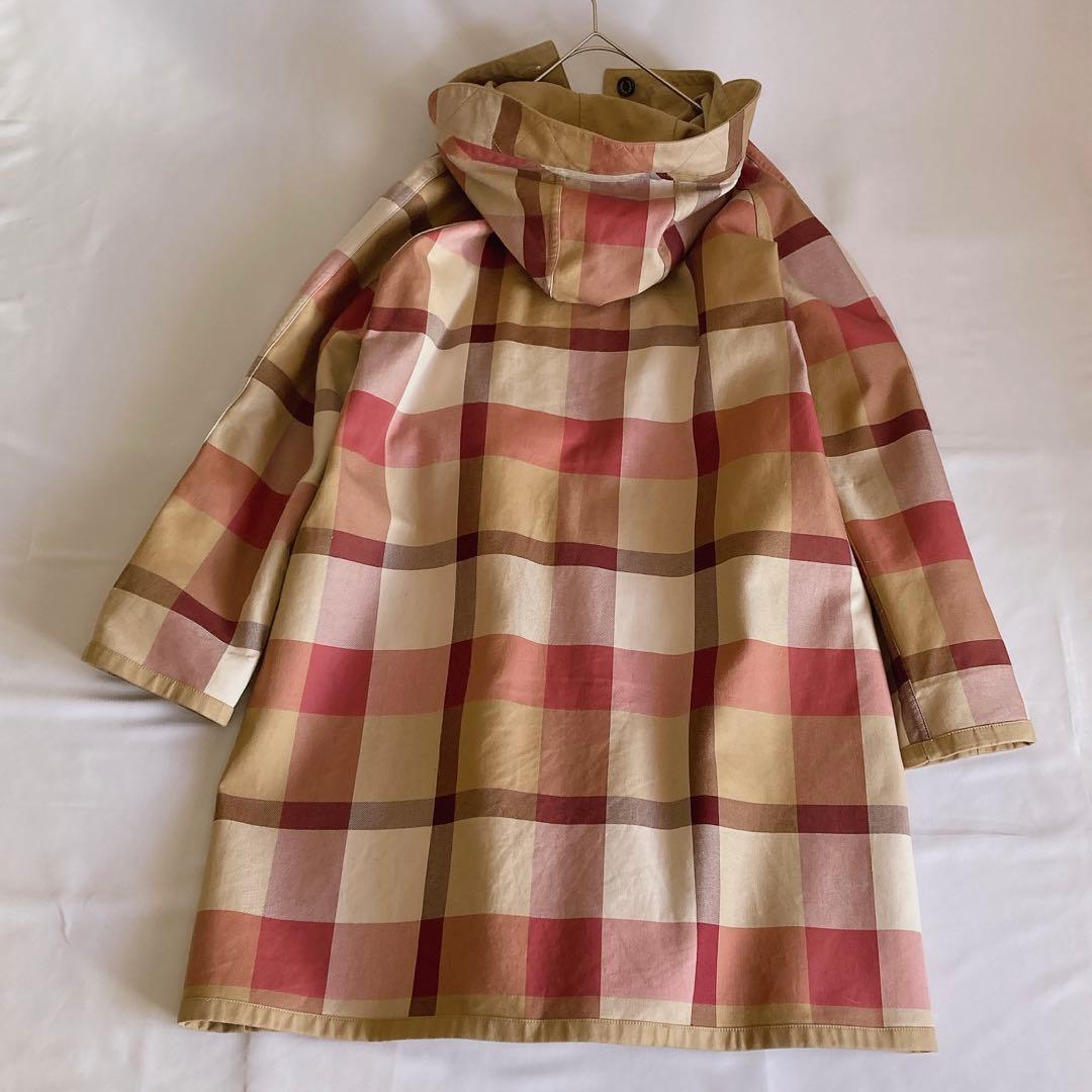 美品 ブルーレーベルクレストブリッジ ダブルフェイスコート 38 チェック 綿
