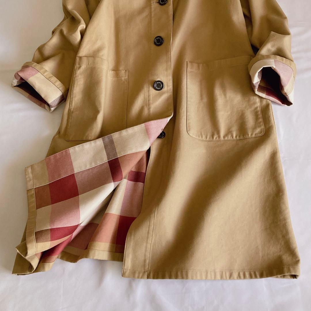 美品 ブルーレーベルクレストブリッジ ダブルフェイスコート 38 チェック 綿