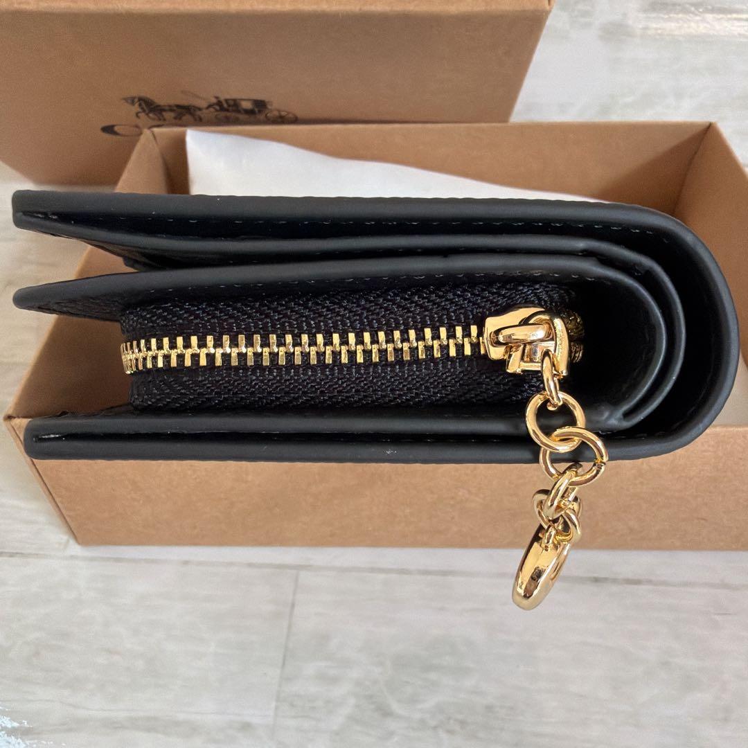 COACH 黒 二つ折り財布 レザー