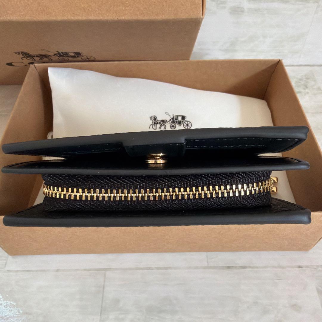 COACH 黒 二つ折り財布 レザー