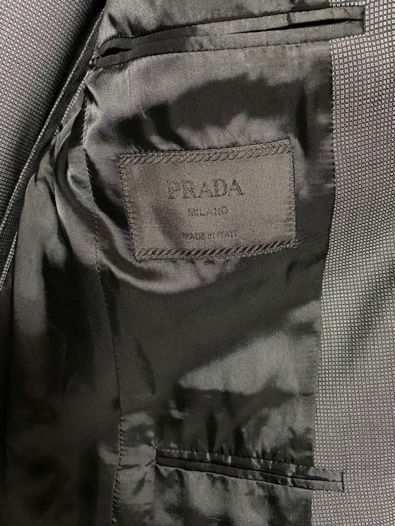 PRADA 00s 2B テーラードジャケット 総柄 ロゴ