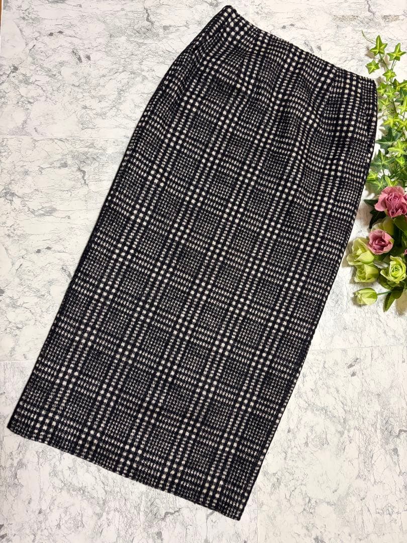 美品♡ ブレンへイム　ロングタイトスカート　　グレンチェック　暖かウール混　M