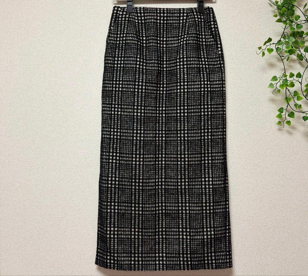 美品♡ ブレンへイム　ロングタイトスカート　　グレンチェック　暖かウール混　M