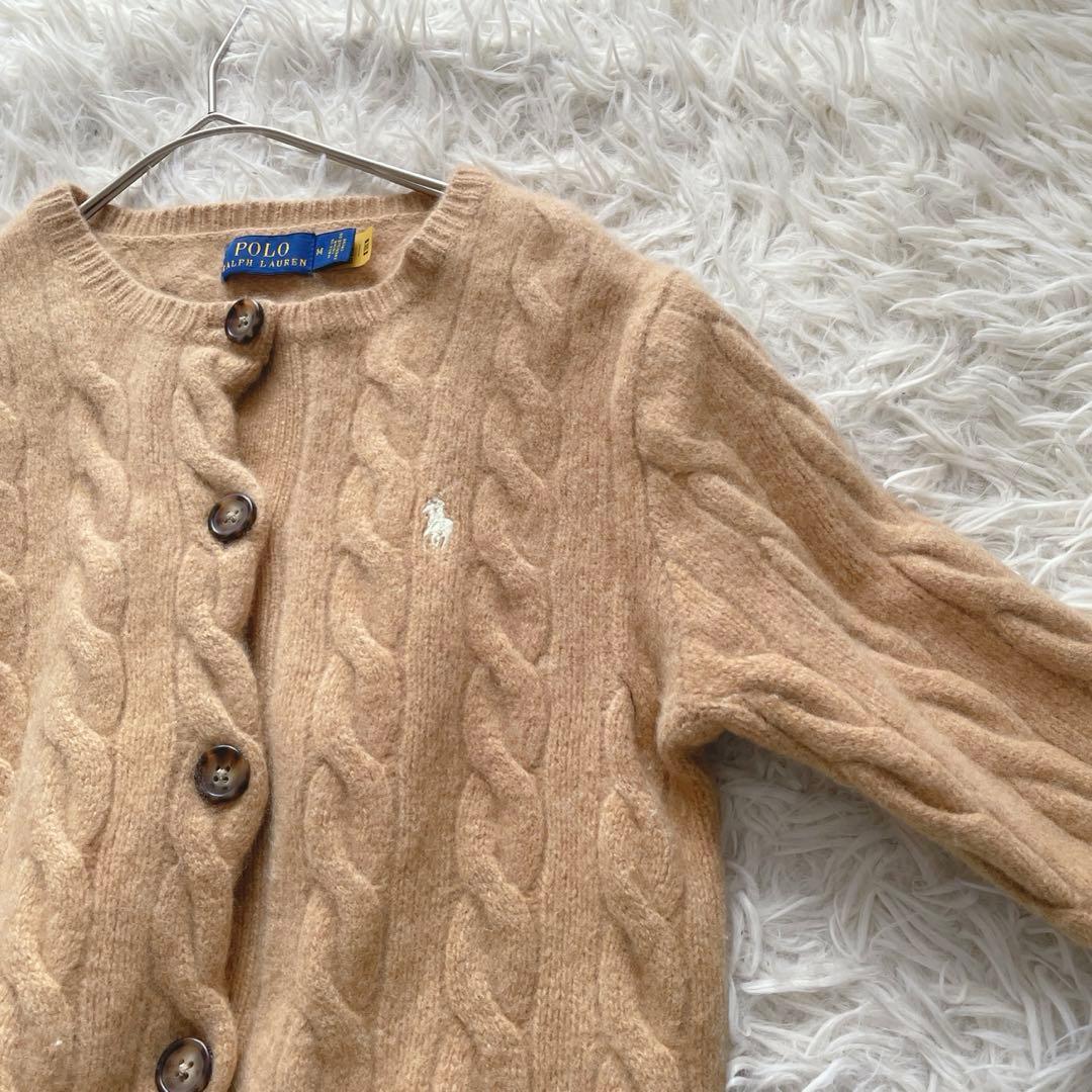 ポロラルフローレン キャメル ケーブルニットカーディガン ホース カシミヤ混