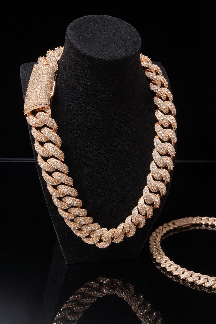 ローズゴールド iced out Miami necklace