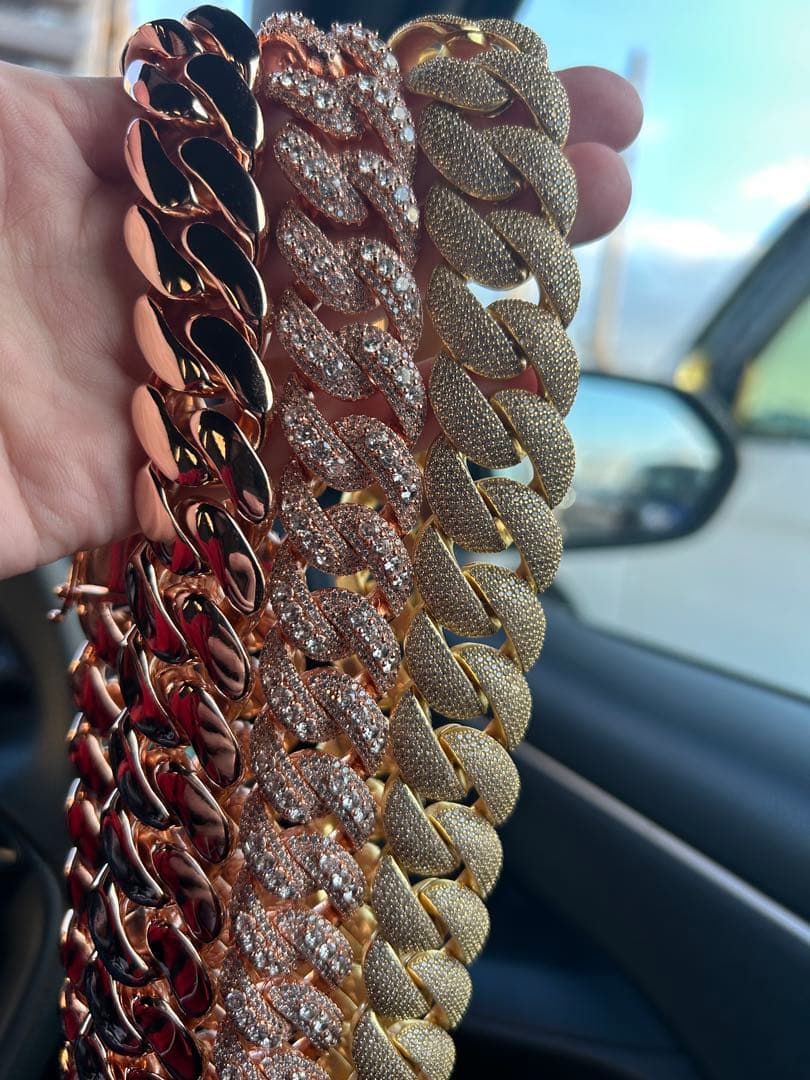 ローズゴールド iced out Miami necklace