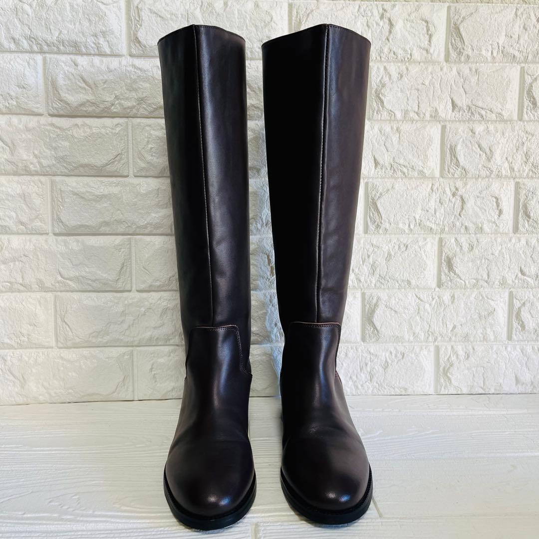 【美品】REMME レザー ロングブーツ ダークブラウン 37 23.5cm