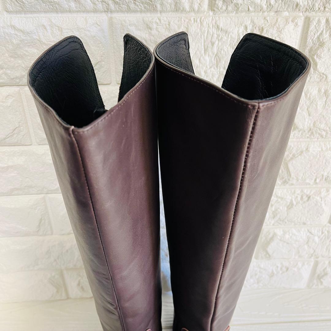 【美品】REMME レザー ロングブーツ ダークブラウン 37 23.5cm