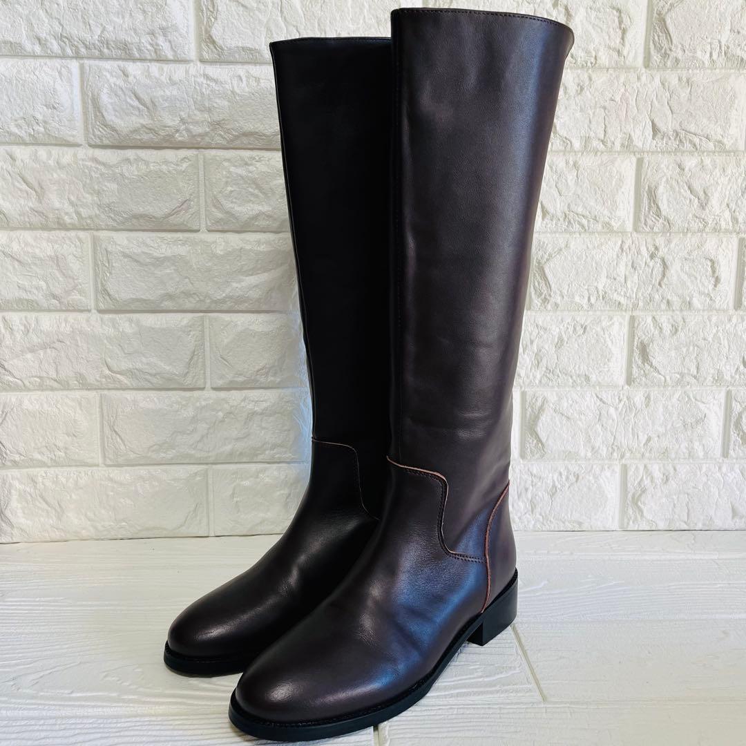 【美品】REMME レザー ロングブーツ ダークブラウン 37 23.5cm
