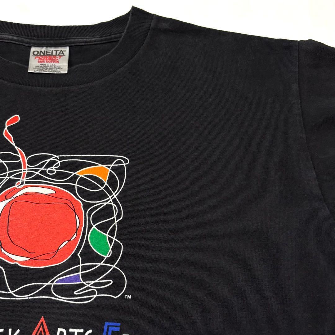 90sUSA製古着　ヴィンテージ　抽象的アート　フェスTシャツ　さくらんぼ