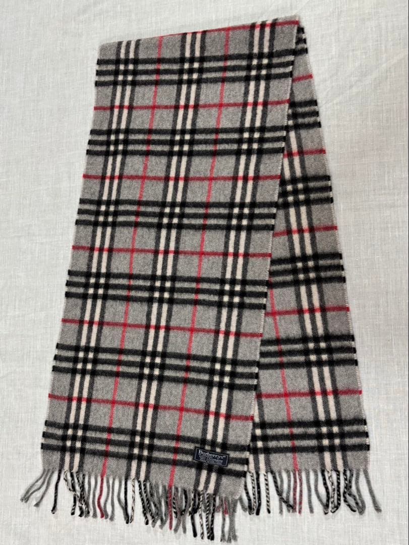 美品　Burberrys バーバリーズ　ノバチェック　カシミヤ マフラー グレー