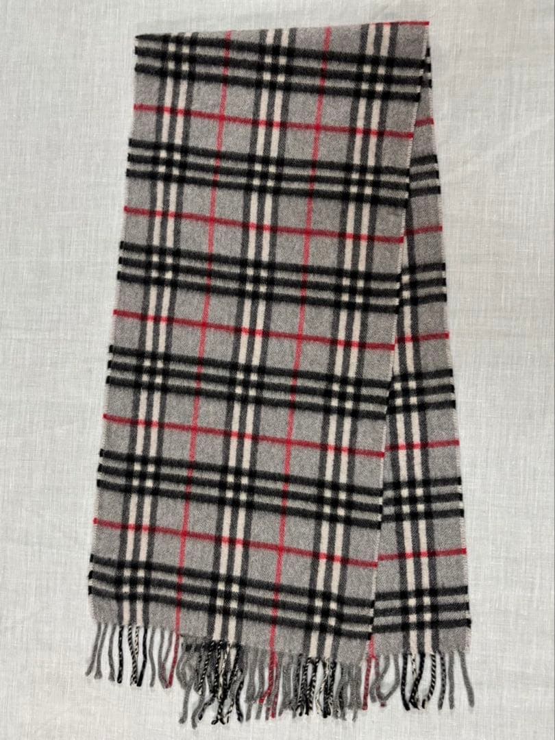 美品　Burberrys バーバリーズ　ノバチェック　カシミヤ マフラー グレー