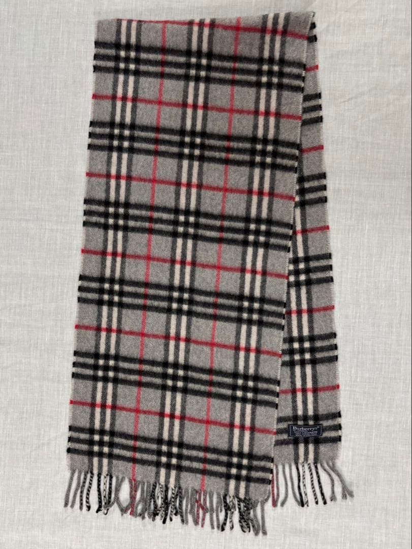 美品　Burberrys バーバリーズ　ノバチェック　カシミヤ マフラー グレー